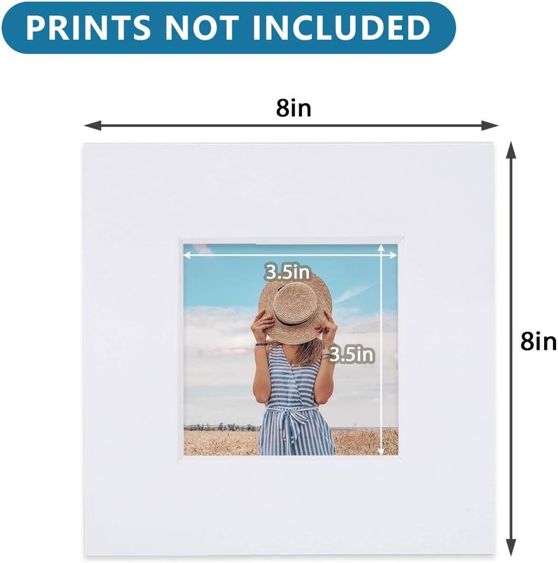 Somime 10 Pack Pre-Cut 8x8 White Picture Mats for 4x4 Photos - White Core Bevel Cut Frame Matte, Acid Free, Ideal for Frames/Artwork/Prints - Image 3